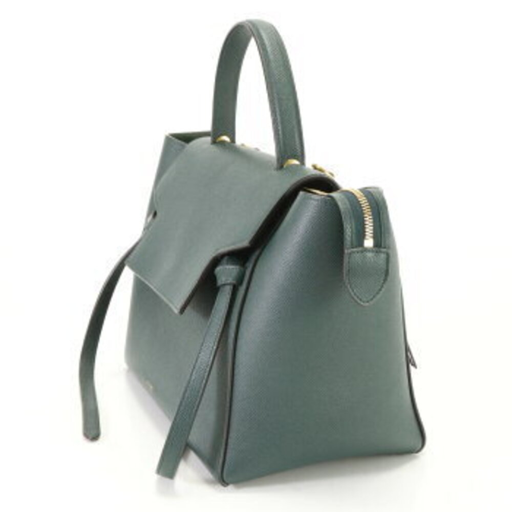 Celine belt bag leather handbag green tote top handles classic - Picture 4 of 13